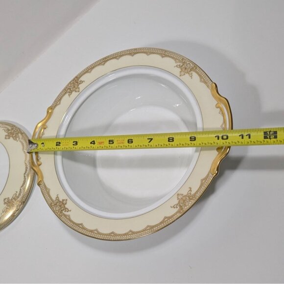 Noritake China Gold Trim Handpainted Galatea Covered Serving Bowl Japan Vintage - Picture 2 of 16